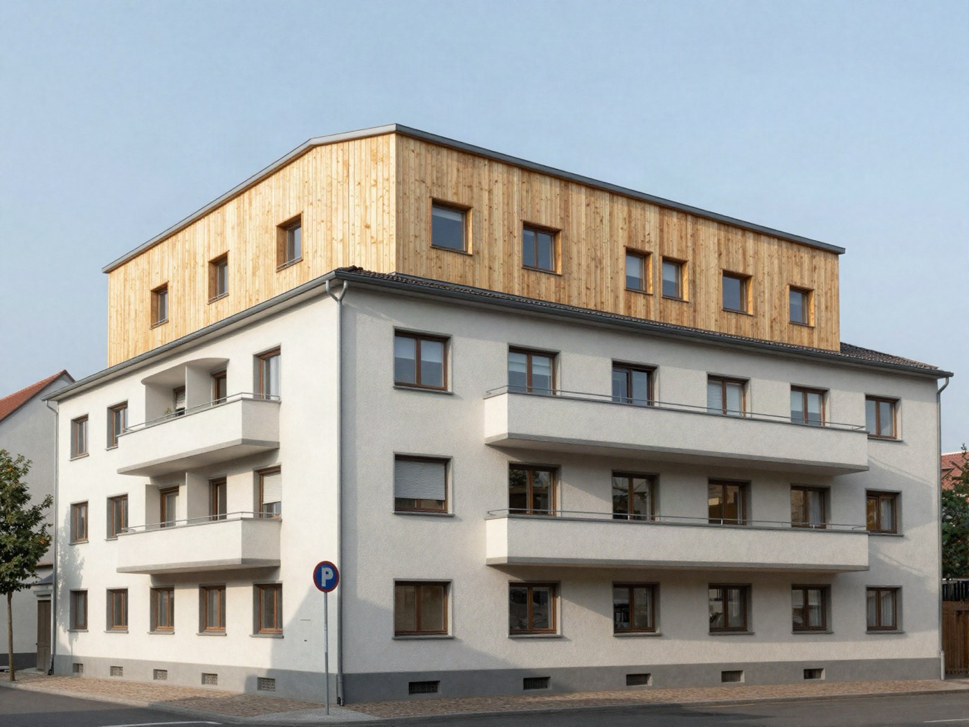 Wohnhaus aus den 1960er-Jahren mit neuem Dachgeschoss in Holzbauweise