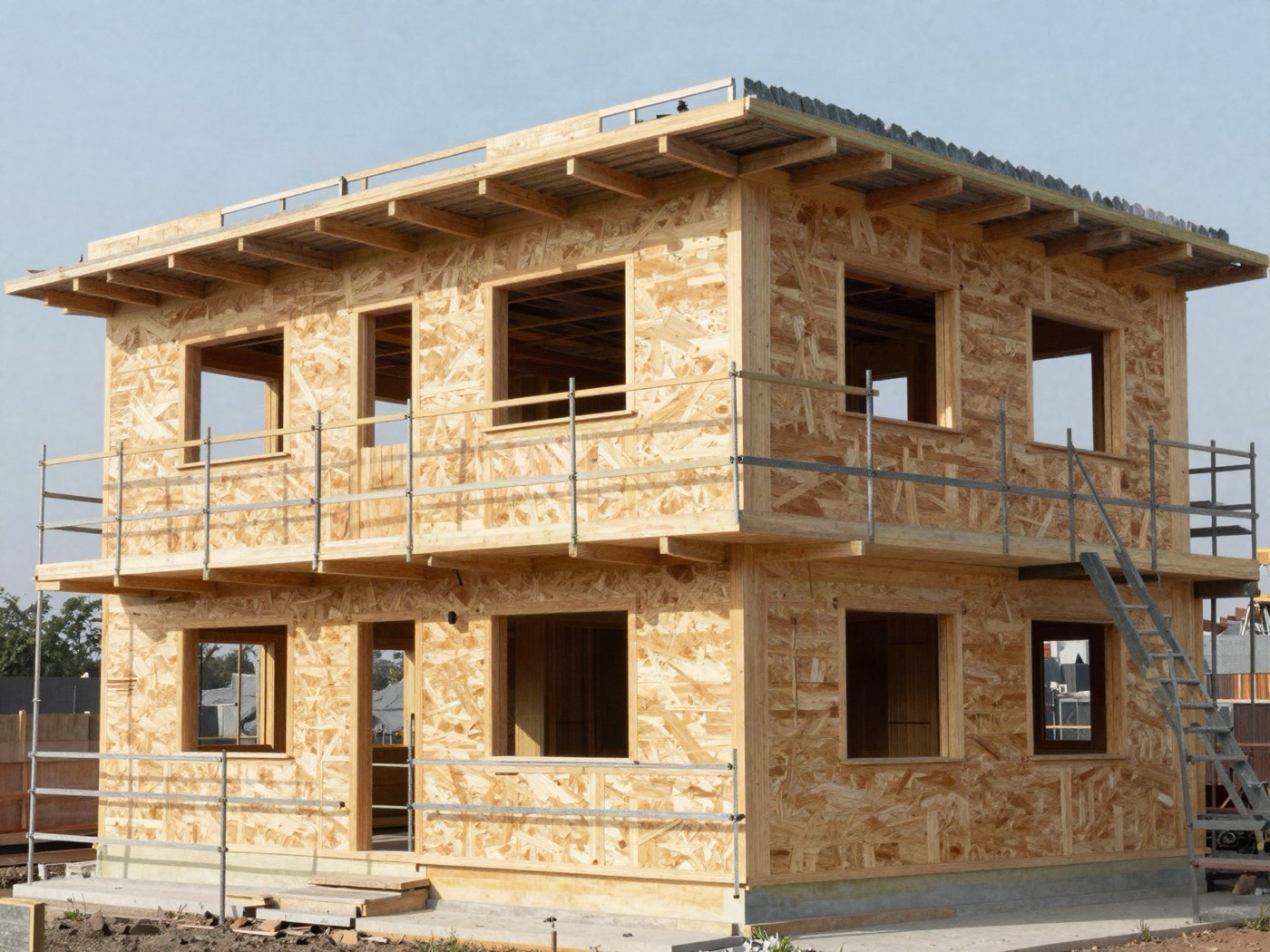 Wohnhaus in Holzbauweise im Rohbau